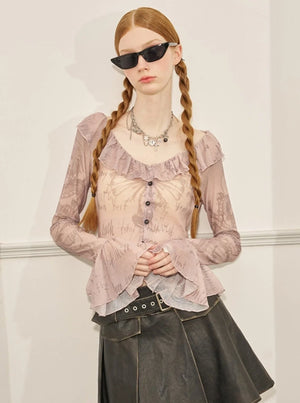 Ruffle Graffiti Top