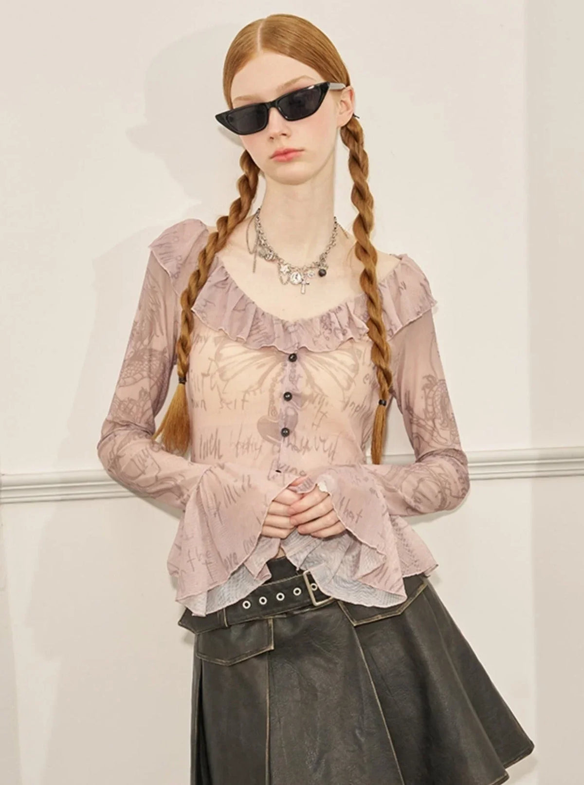 Ruffle Graffiti Top