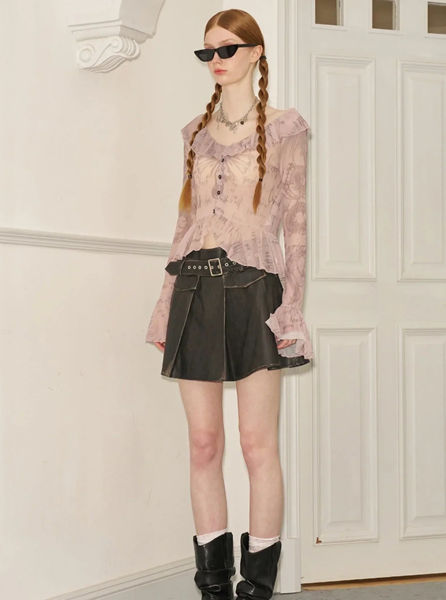 Ruffle Graffiti Top
