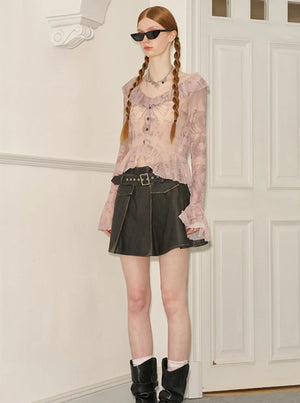 Ruffle Graffiti Top