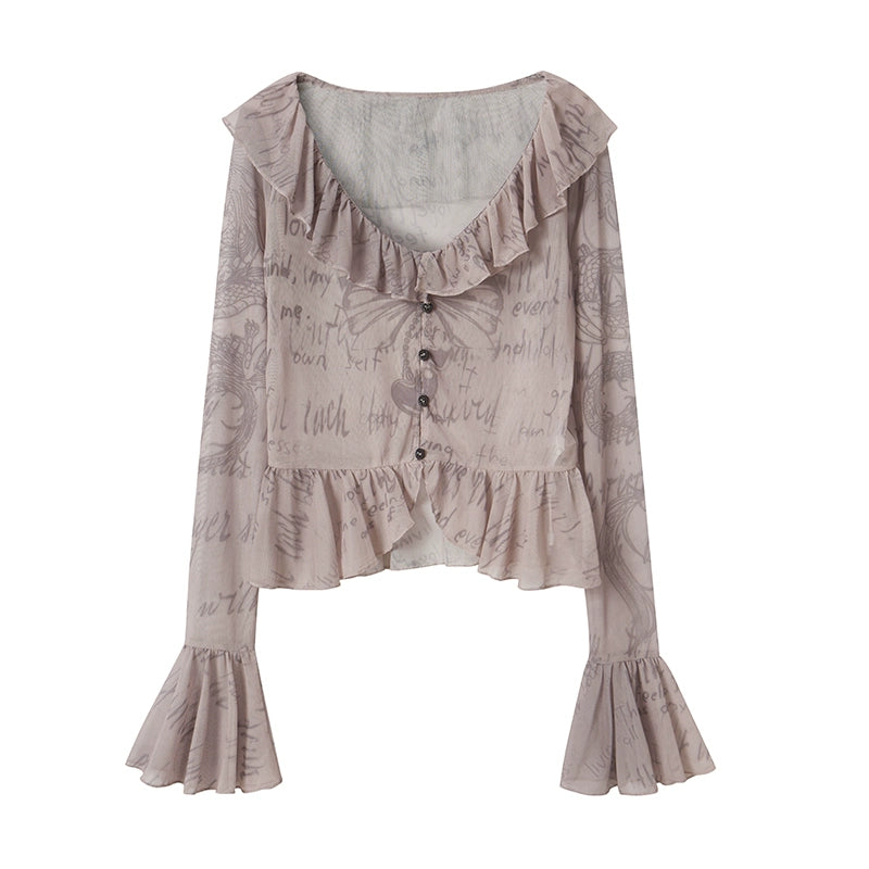 Ruffle Graffiti Top
