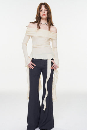 Ruffle One-Shoulder Glitter Top