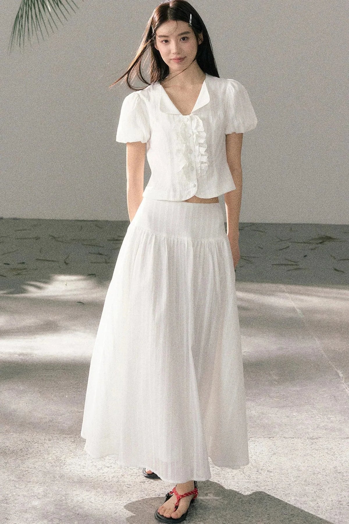 Ruffle Top and High-Waisted Skirt Set-Up