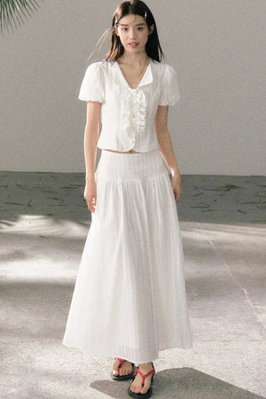 Ruffle Top and High-Waisted Skirt Set-Up