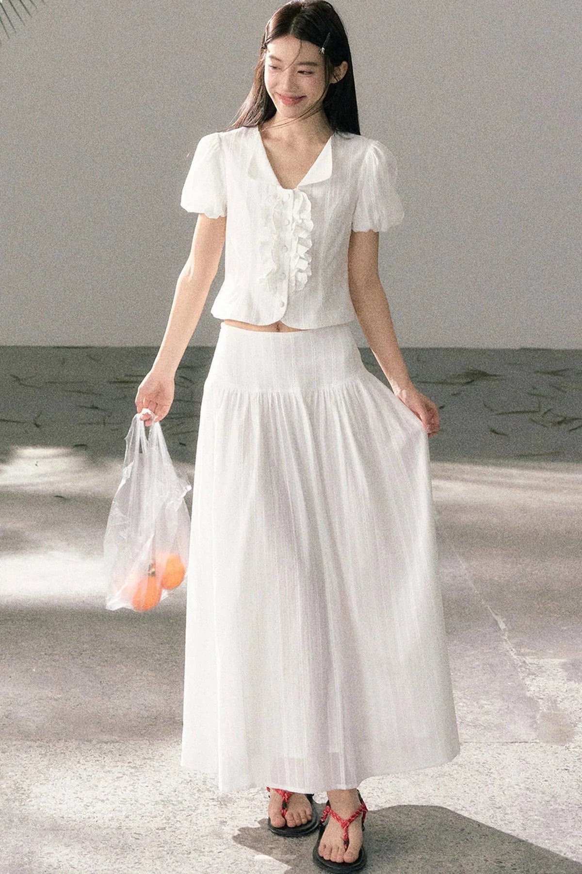 Ruffle Top and High-Waisted Skirt Set-Up