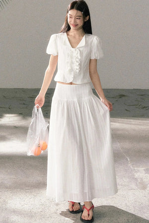 Ruffle Top and High-Waisted Skirt Set-Up