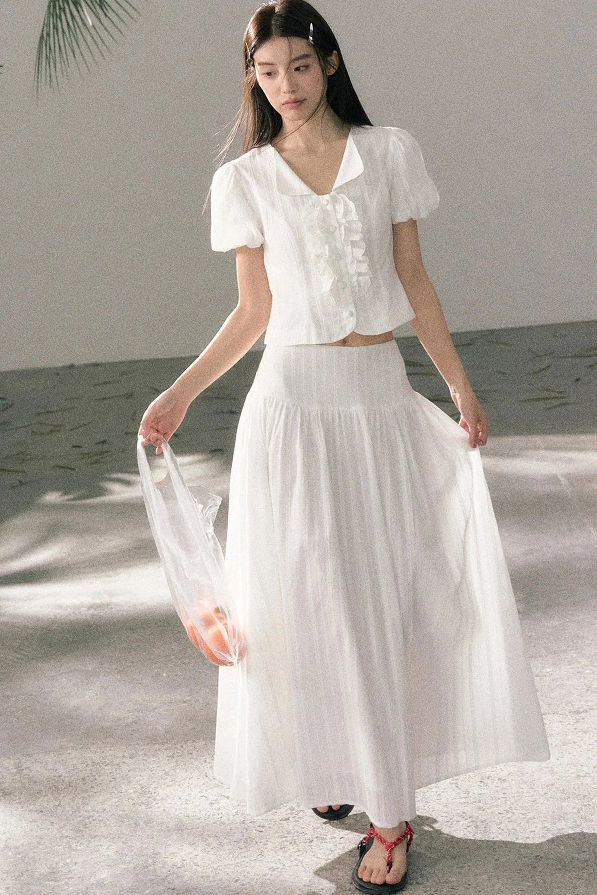 Ruffle Top and High-Waisted Skirt Set-Up