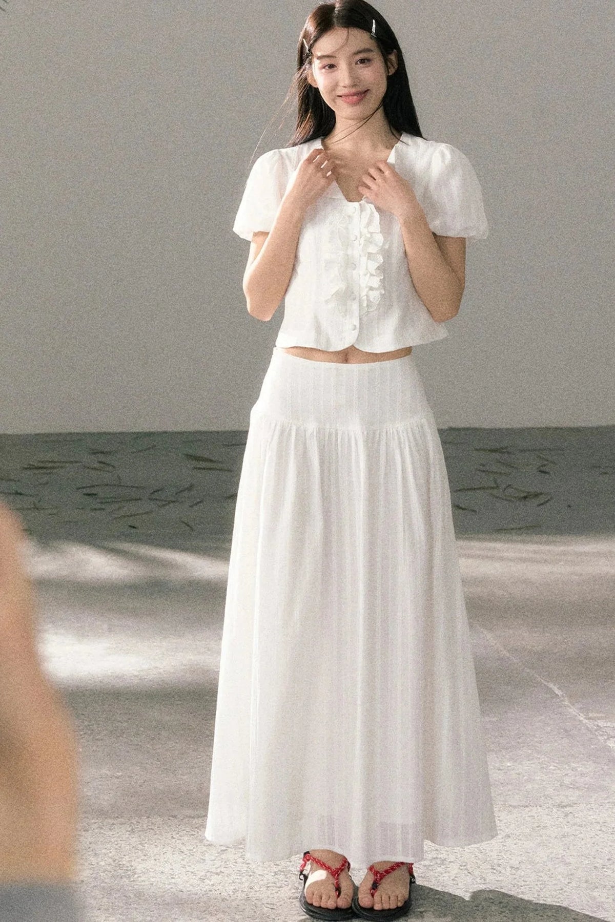 Ruffle Top and High-Waisted Skirt Set-Up