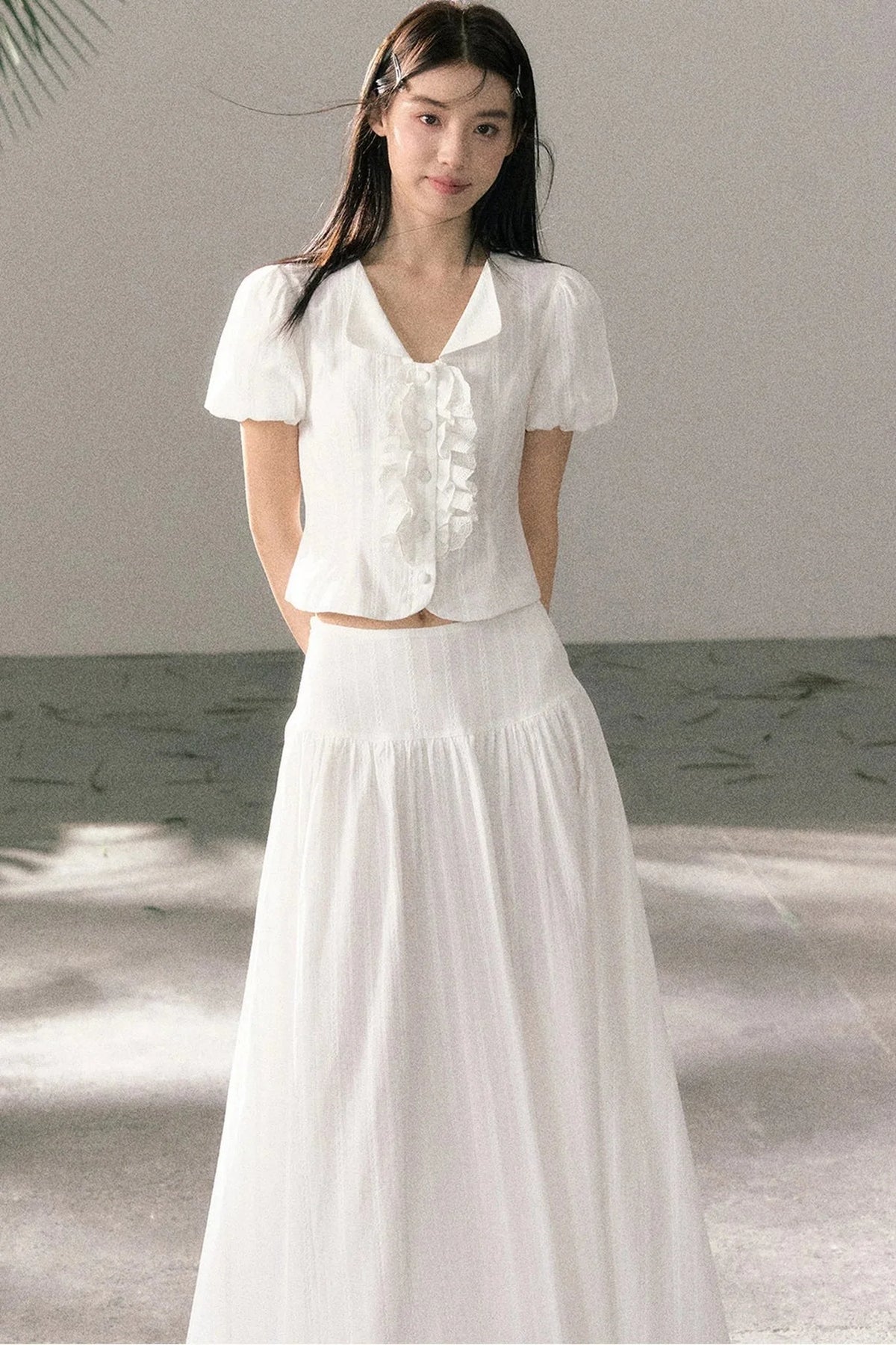 Ruffle Top and High-Waisted Skirt Set-Up