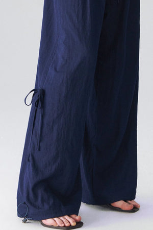Ruffle Waist Wide Leg Trousers