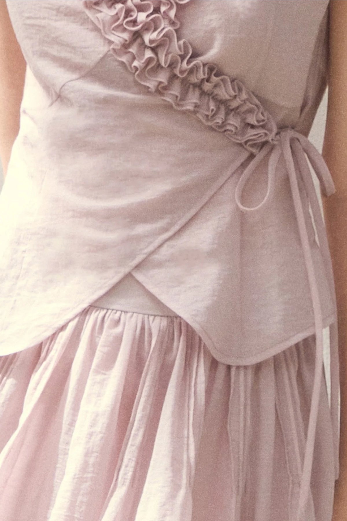 Ruffle Wrap Top and Tiered Skirt Set