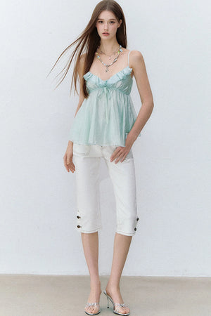 Ruffled Acetate Lace Top