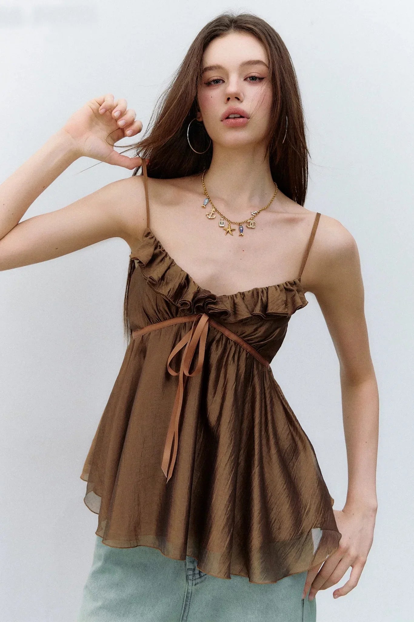 Ruffled Acetate Lace Top