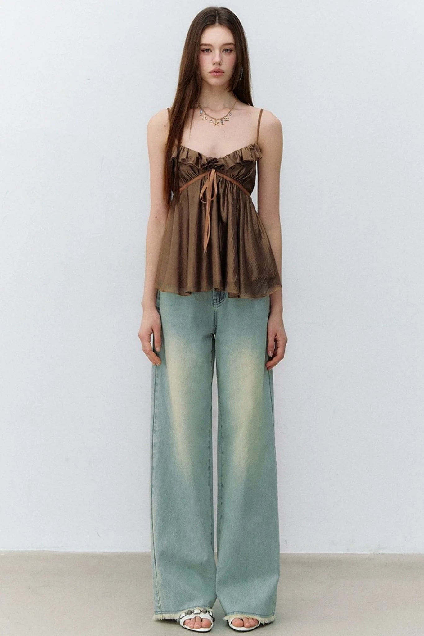 Ruffled Acetate Lace Top