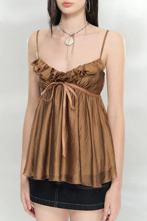 Ruffled Acetate Lace Top