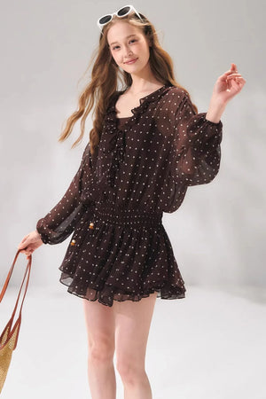 Ruffled Beaded Chiffon Dress Set