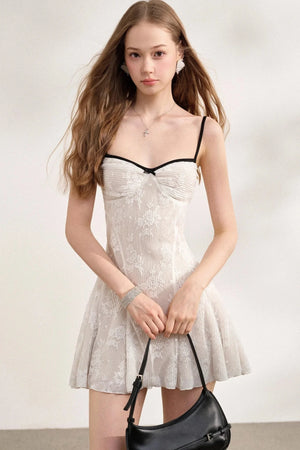 Ruffled Cardigan and Lace Dress Set-Up
