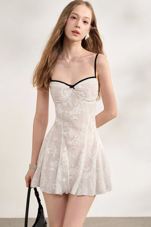 Ruffled Cardigan and Lace Dress Set-Up