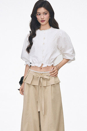 Ruffled Commuter Blouse and Pants Set-Up