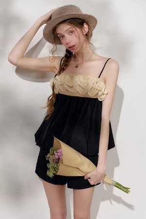 Ruffled Floral Patchwork Camisole