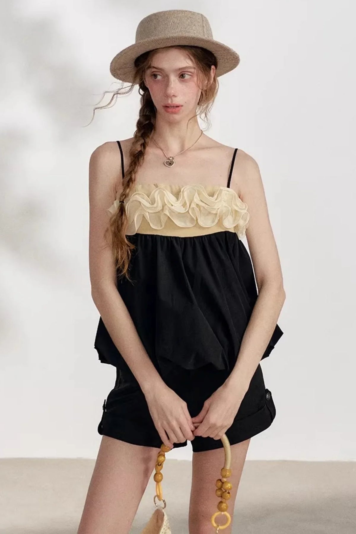 Ruffled Floral Patchwork Camisole