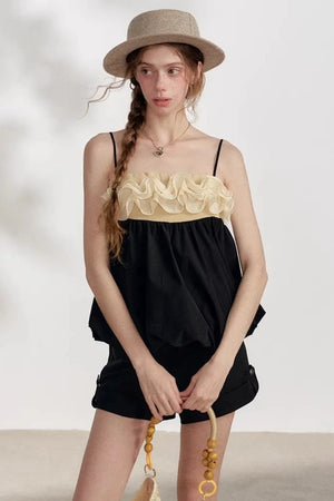 Ruffled Floral Patchwork Camisole