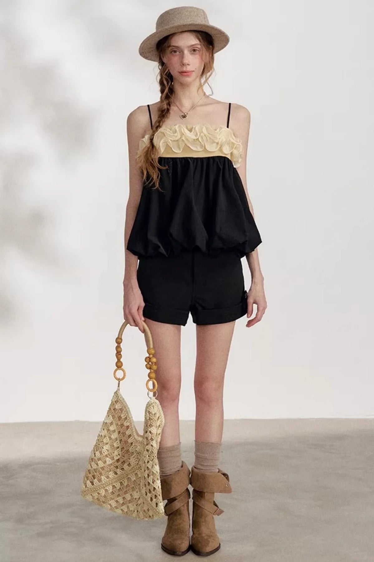 Ruffled Floral Patchwork Camisole