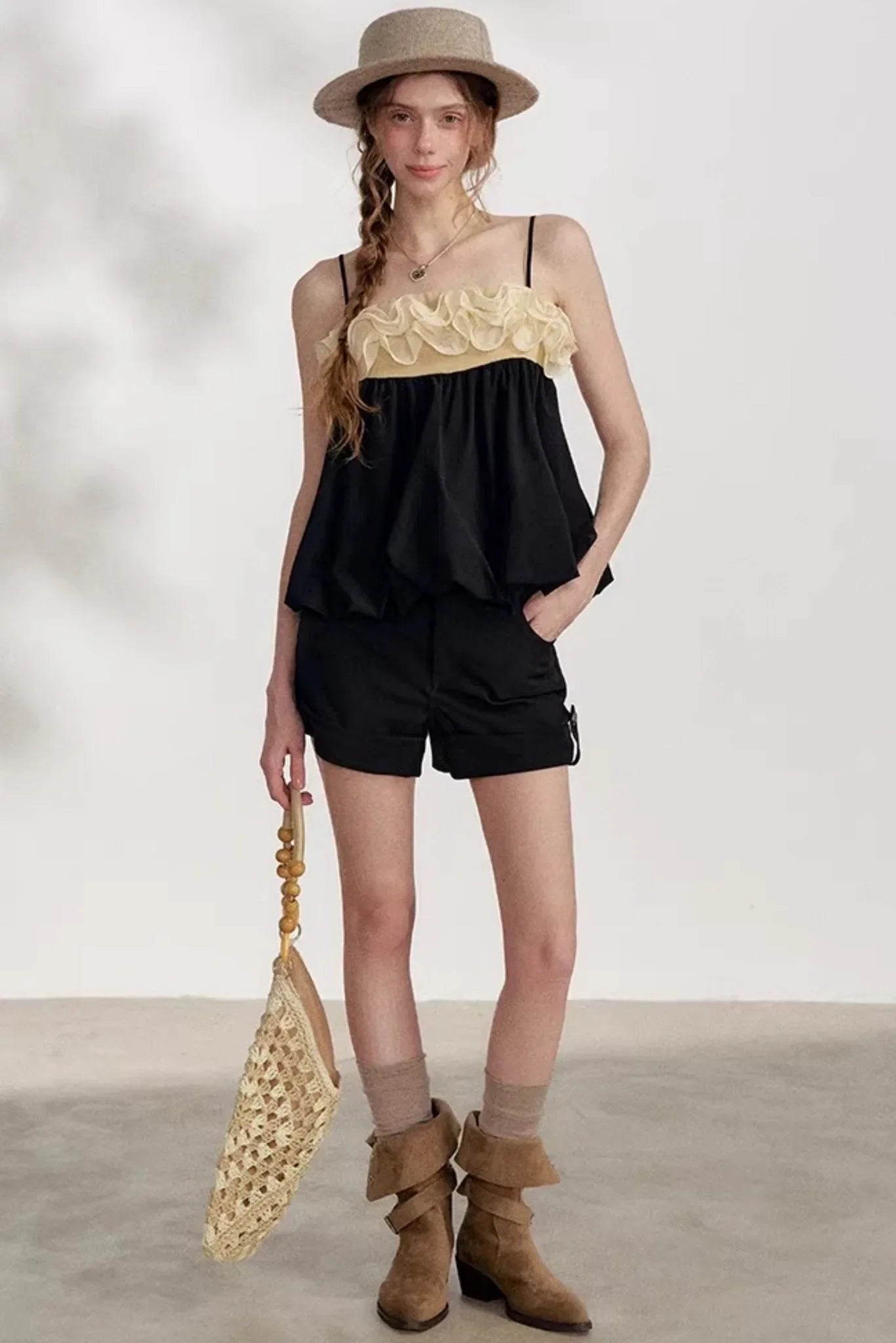 Ruffled Floral Patchwork Camisole