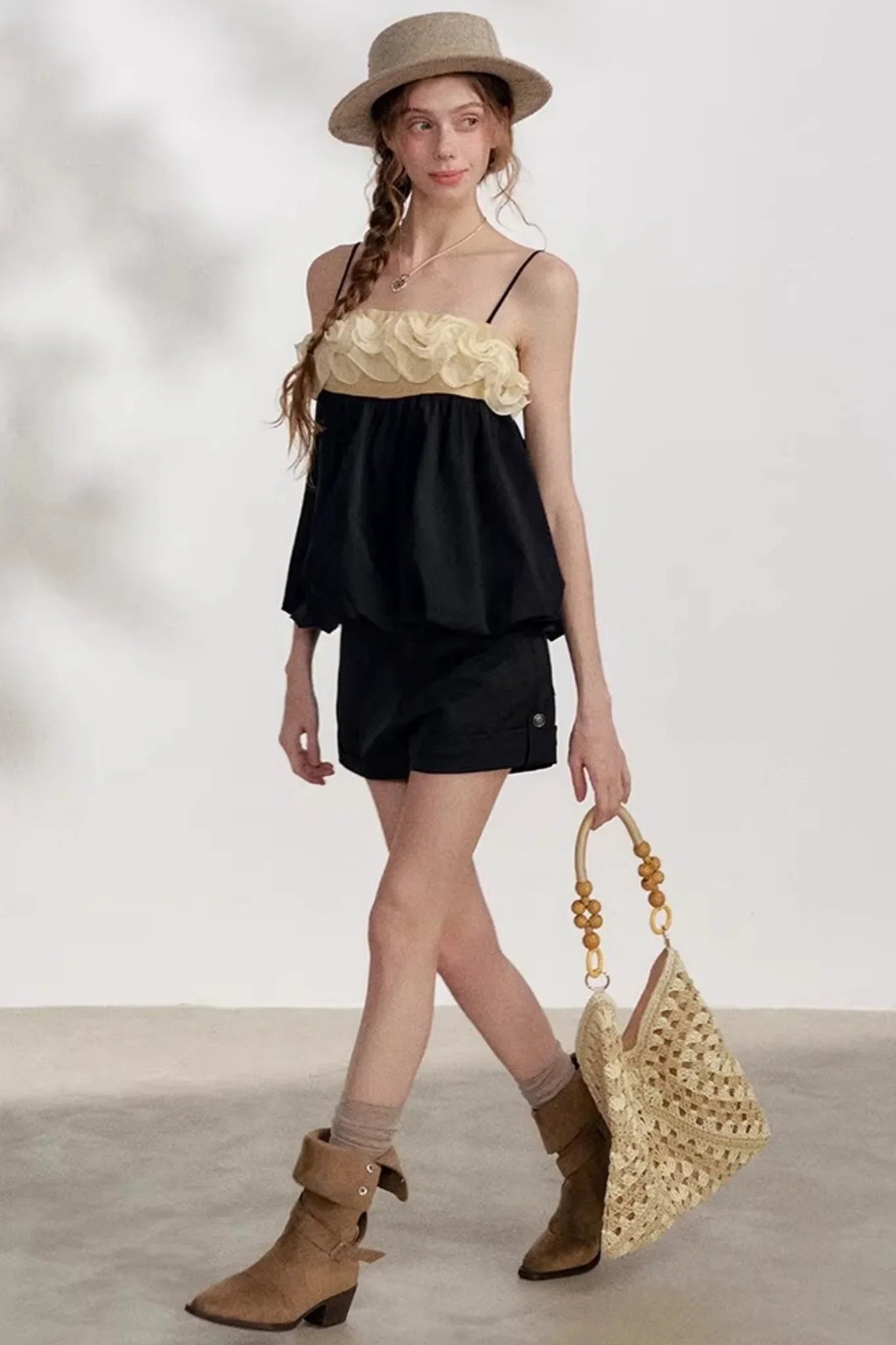 Ruffled Floral Patchwork Camisole