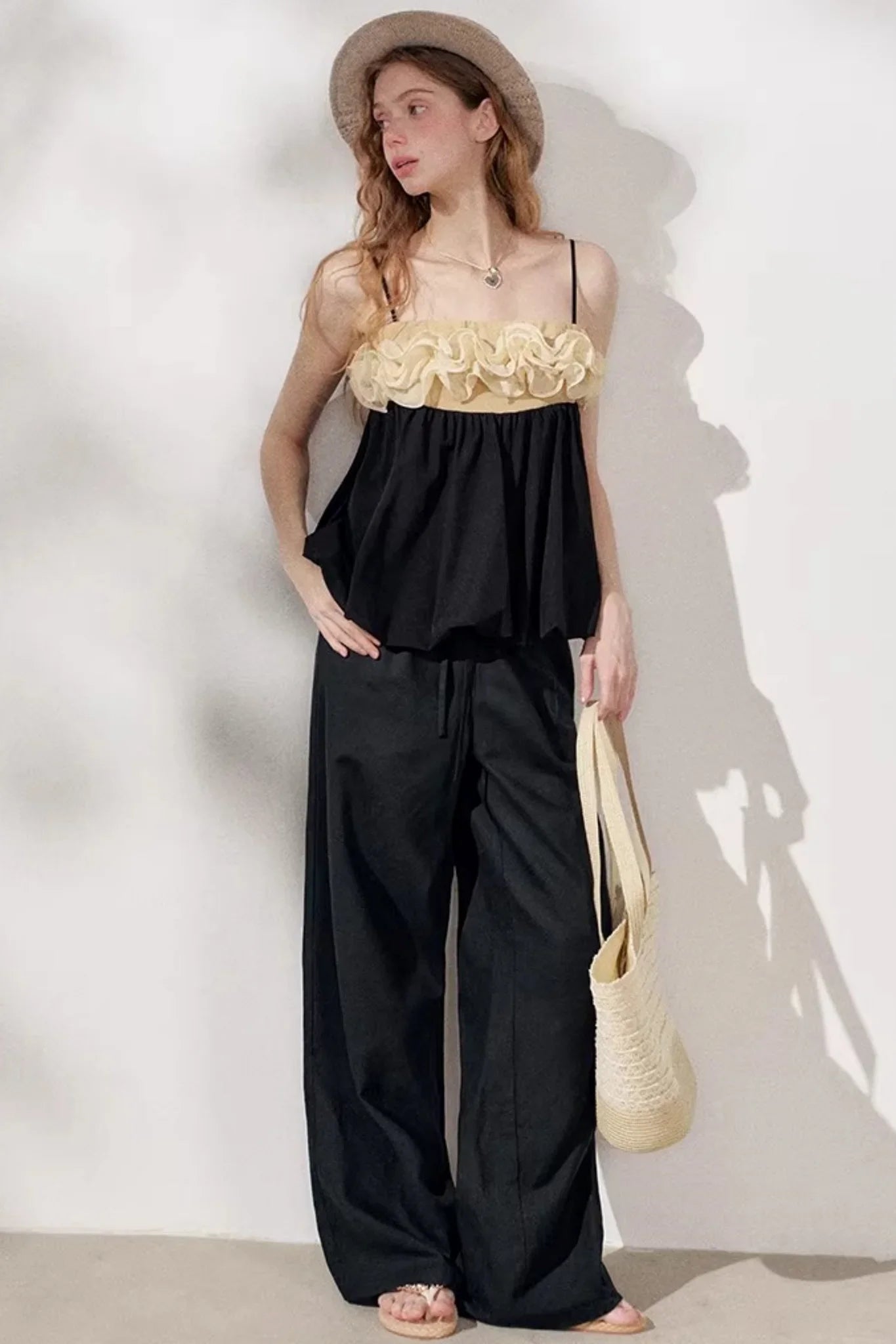 Ruffled Floral Patchwork Camisole