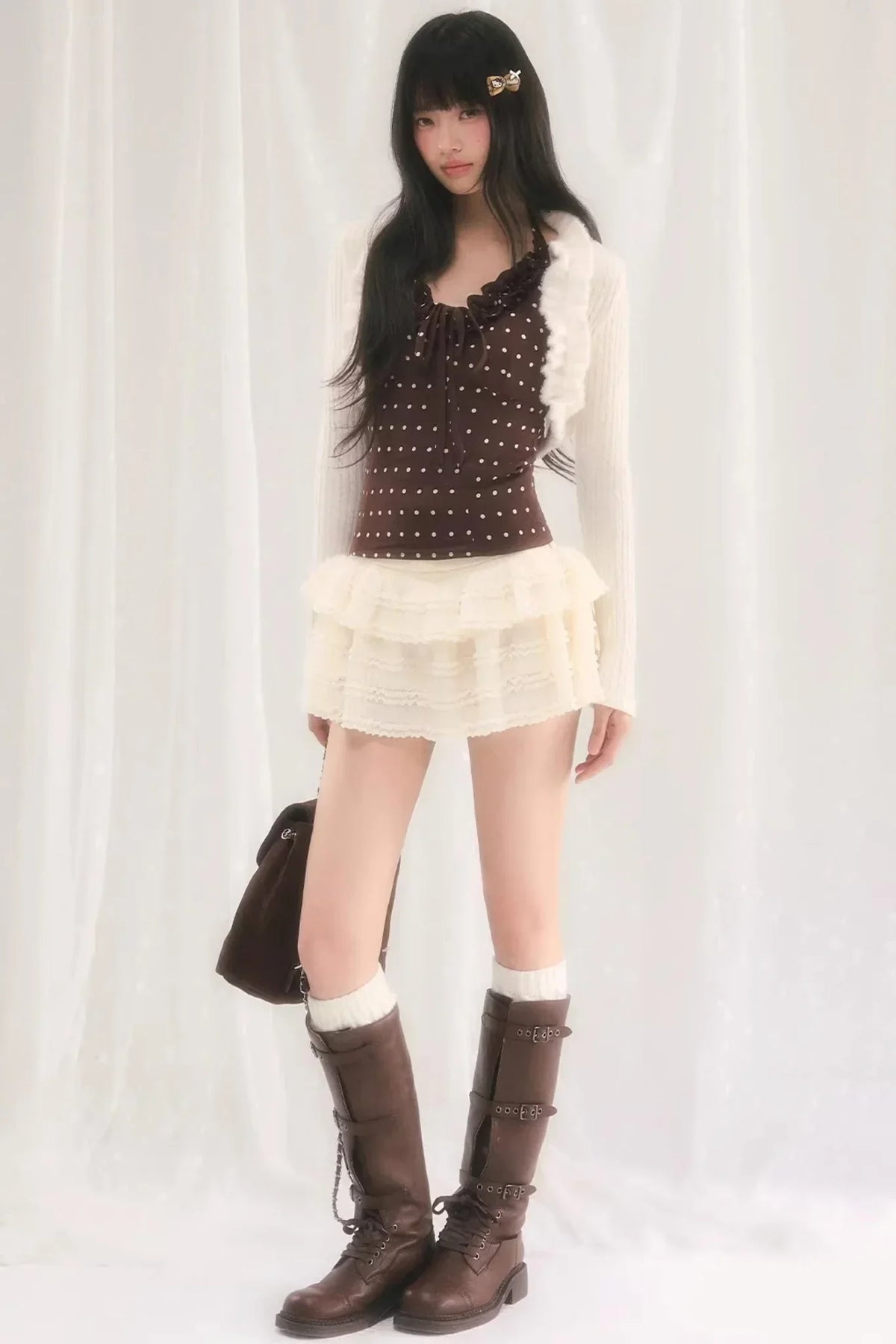 Ruffled Knit Cardigan Jacket Set-Up