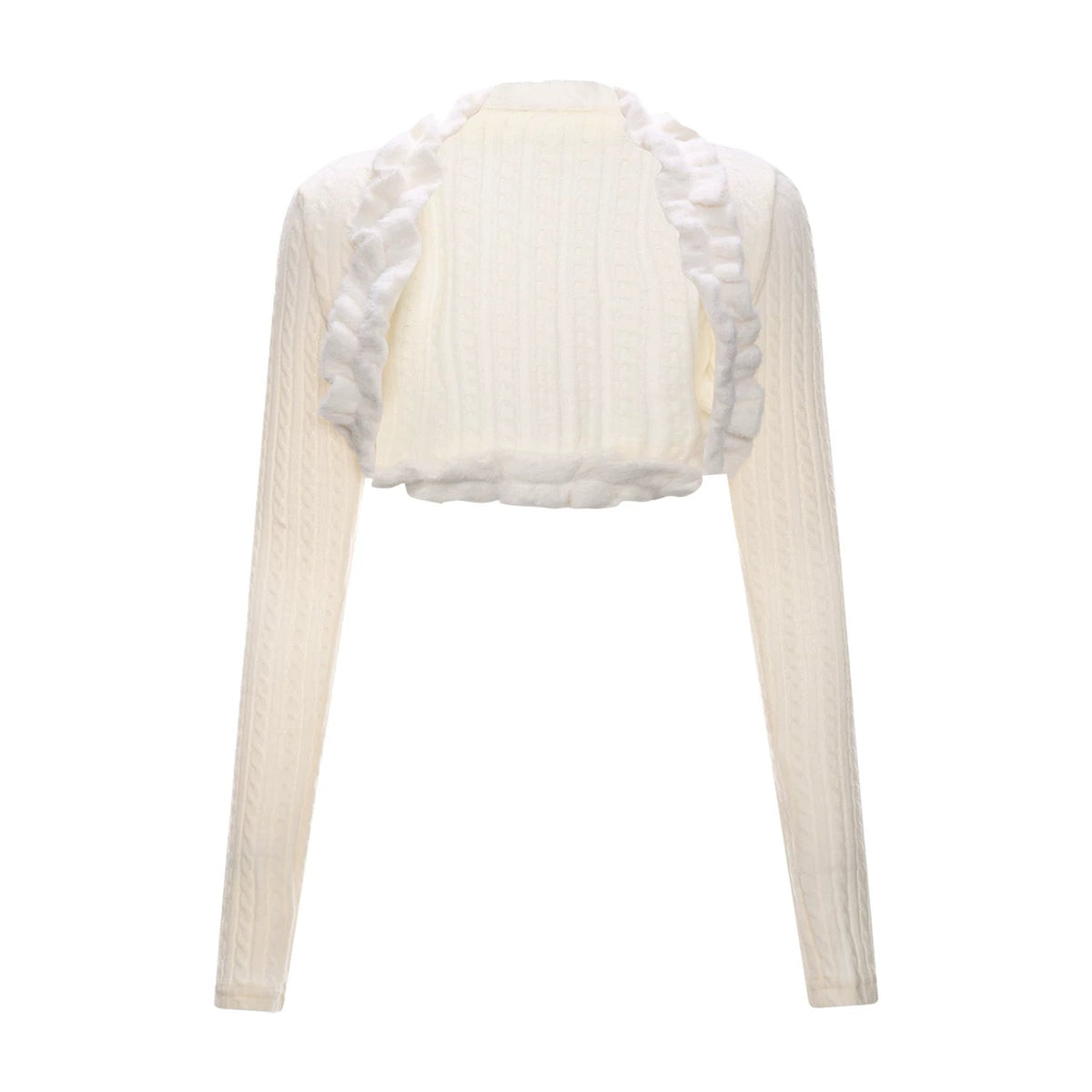Ruffled Knit Cardigan Jacket Set-Up