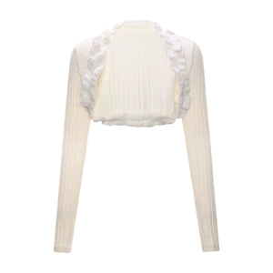 Ruffled Knit Cardigan Jacket Set-Up