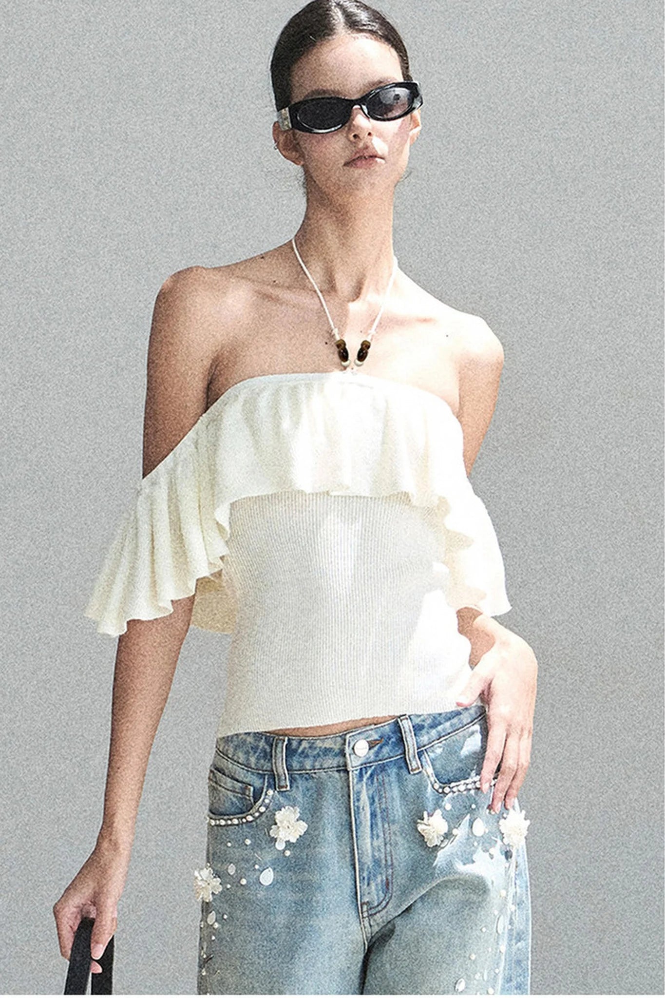 Ruffled Knit Halter Top