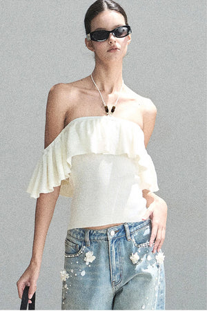 Ruffled Knit Halter Top