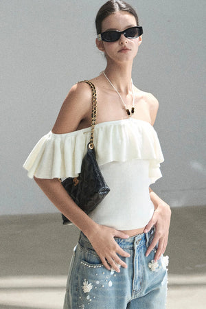 Ruffled Knit Halter Top