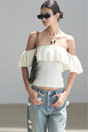Ruffled Knit Halter Top