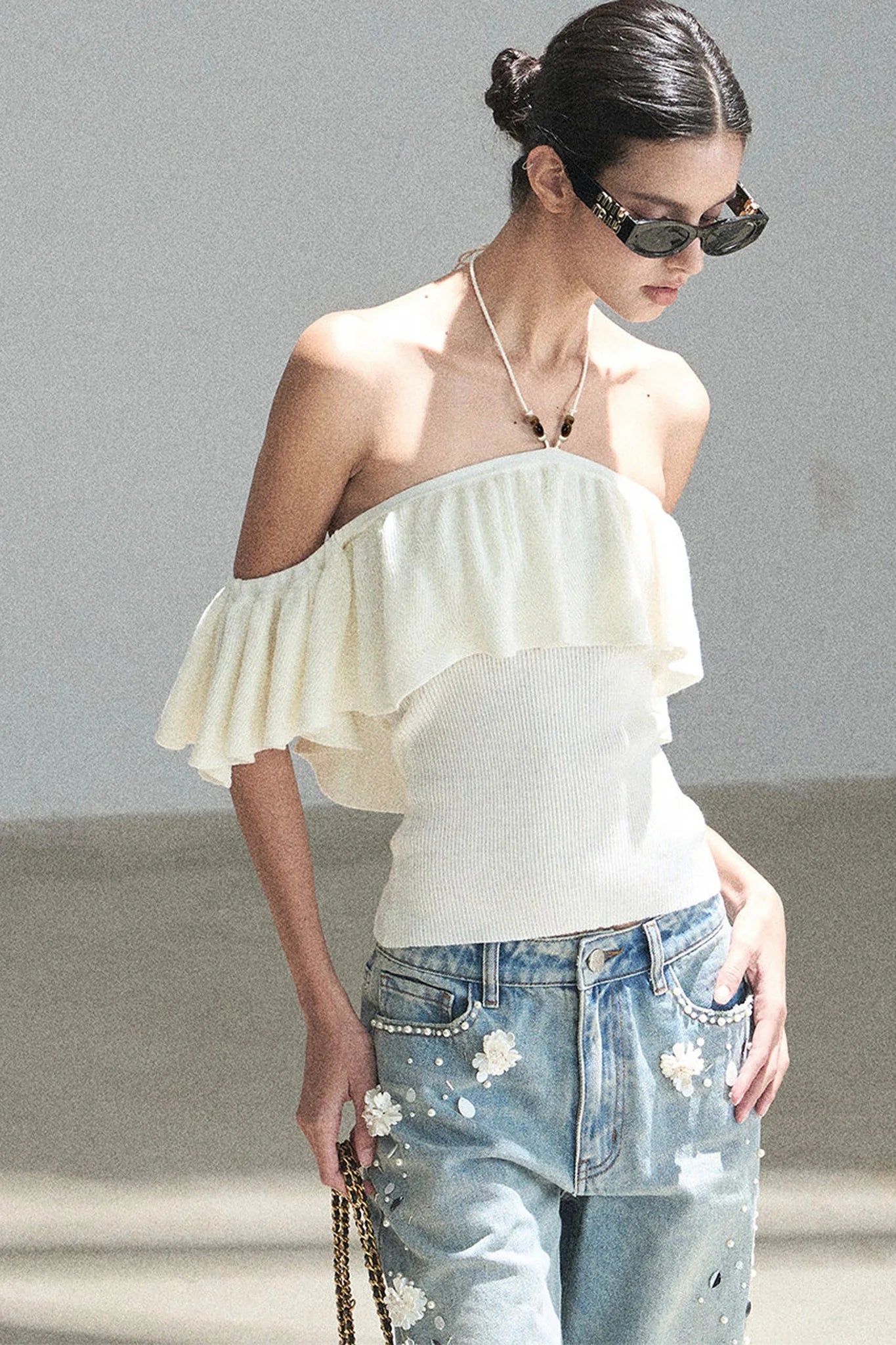 Ruffled Knit Halter Top