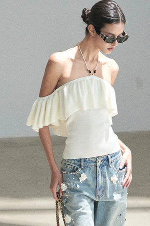 Ruffled Knit Halter Top