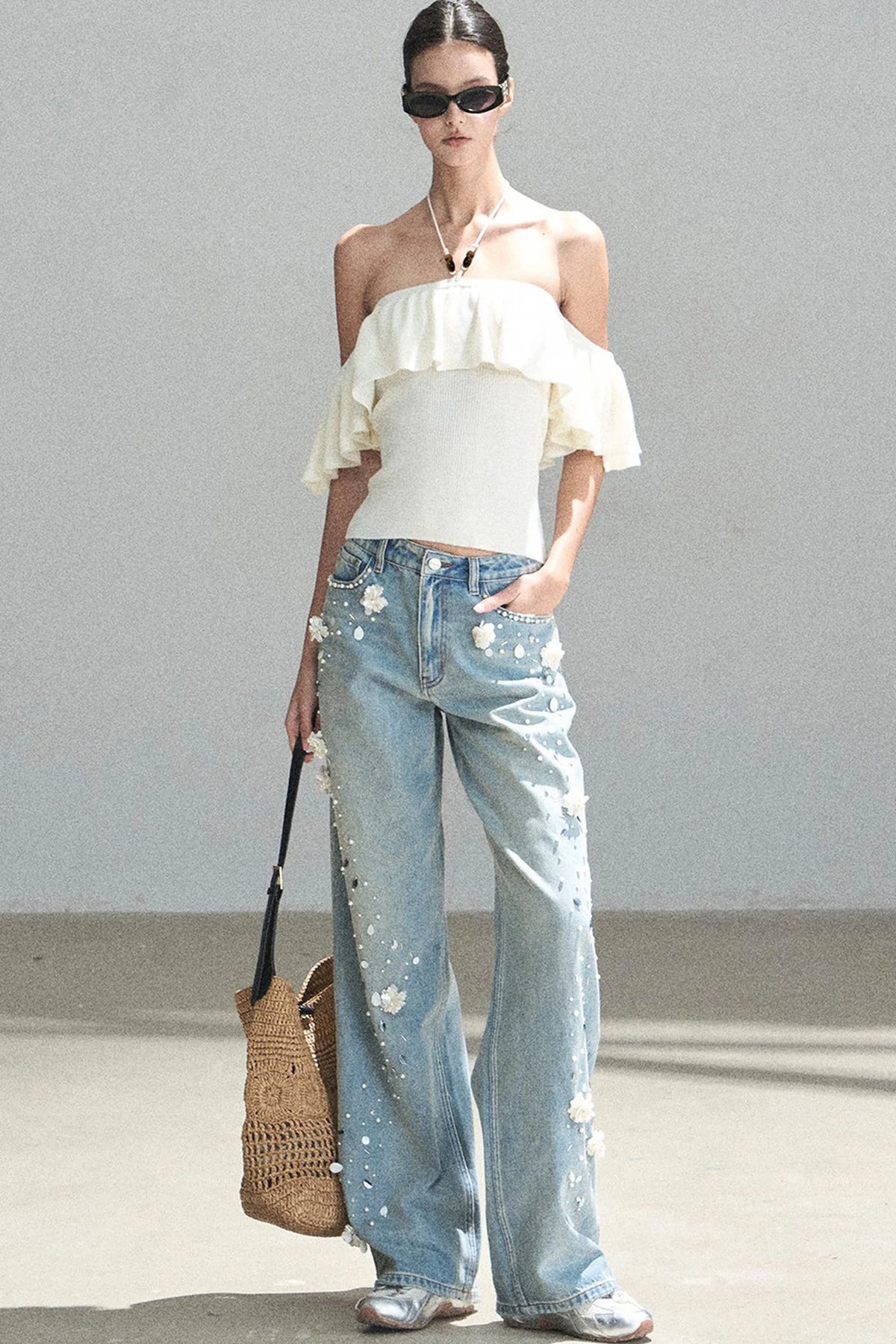 Ruffled Knit Halter Top
