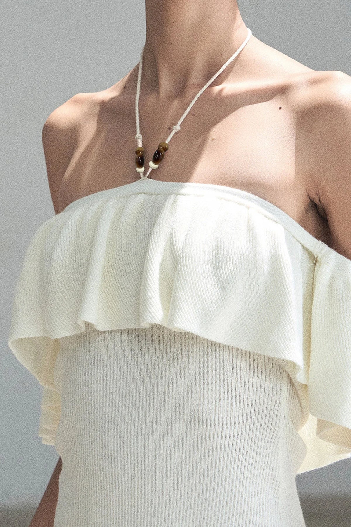Ruffled Knit Halter Top