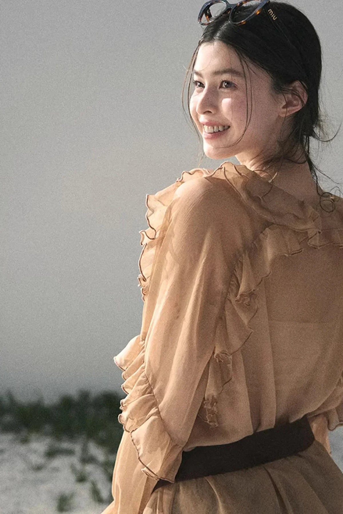 Ruffled Lace Chiffon Blouse
