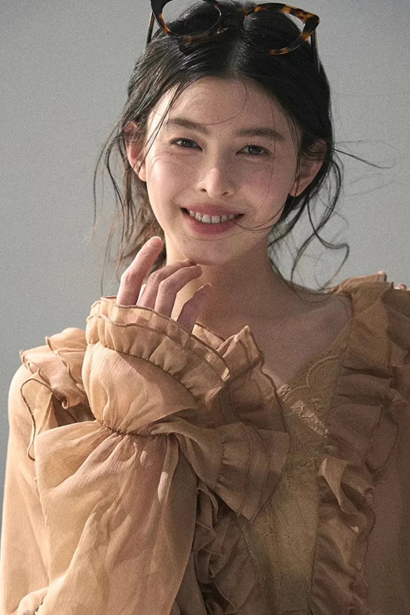 Ruffled Lace Chiffon Blouse