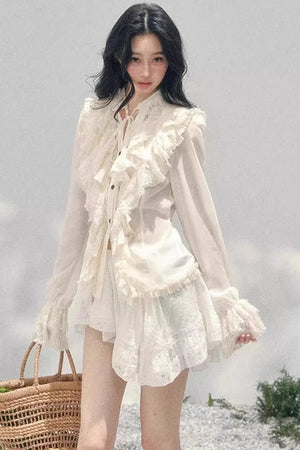 Ruffled Lace Court Top