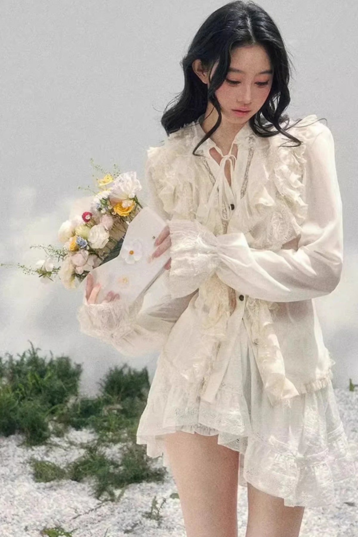 Ruffled Lace Court Top