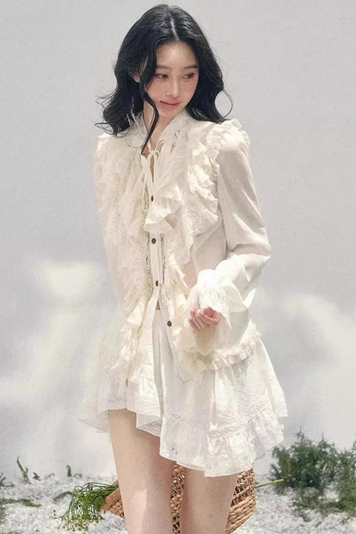 Ruffled Lace Court Top
