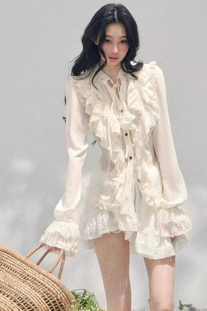 Ruffled Lace Court Top