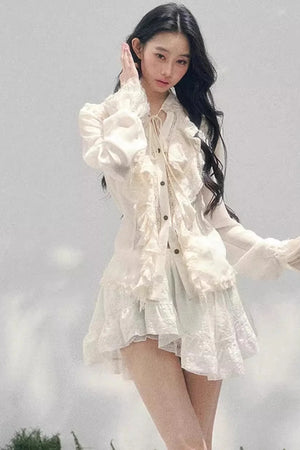 Ruffled Lace Court Top
