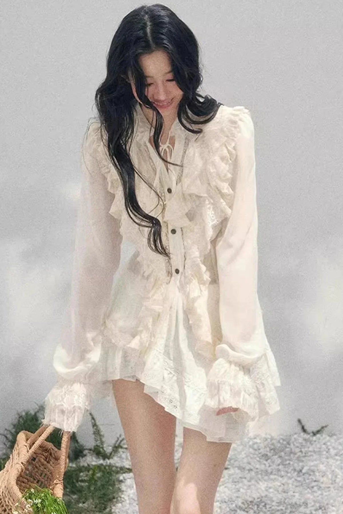 Ruffled Lace Court Top