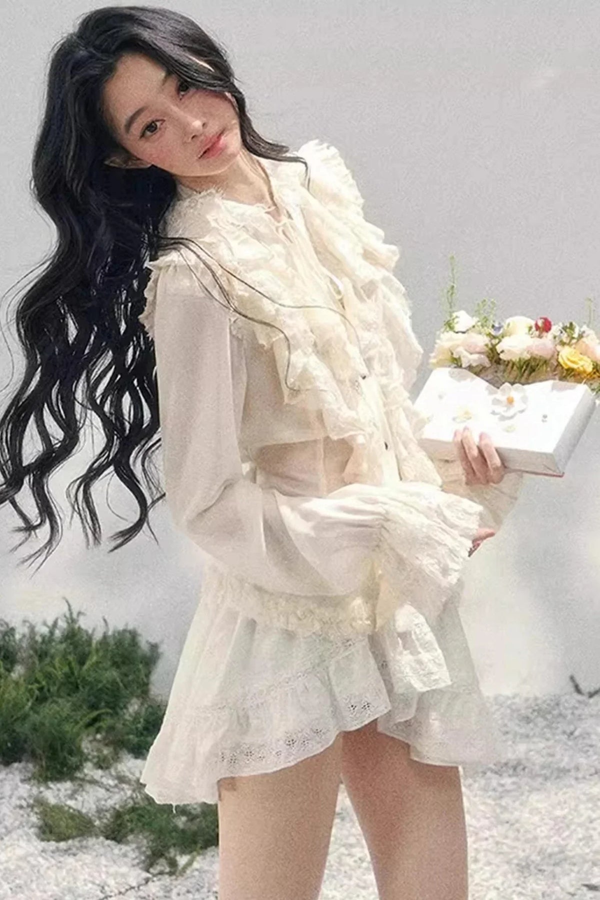 Ruffled Lace Court Top